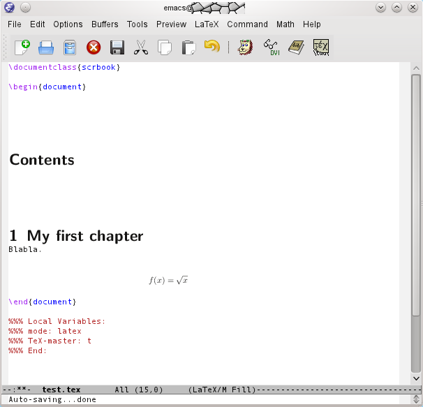 Minidokument in emacs + auctex + previewlatex