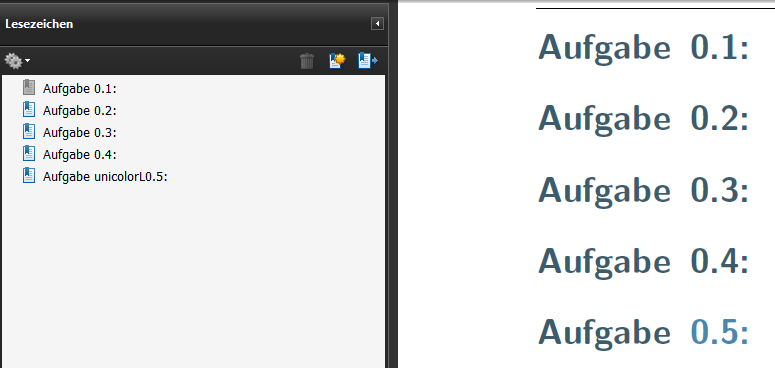 Bild zeigt dass sich der Title andere Farbe hat, jedoch auch bei der Bookmark erscheint.