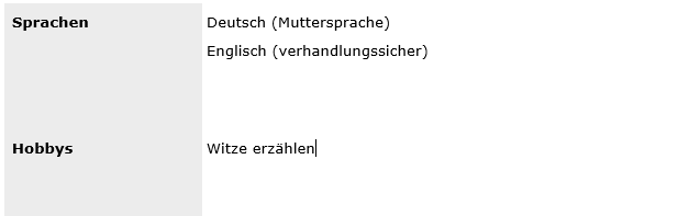 Beispiel aus einem Word Dokument