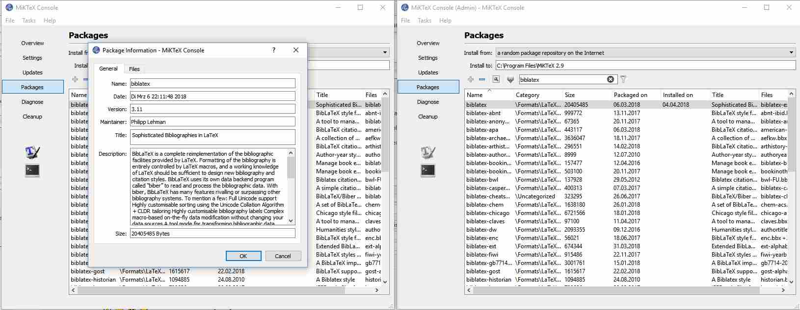 Sowohl im user als auch admin mode Version 3.11.