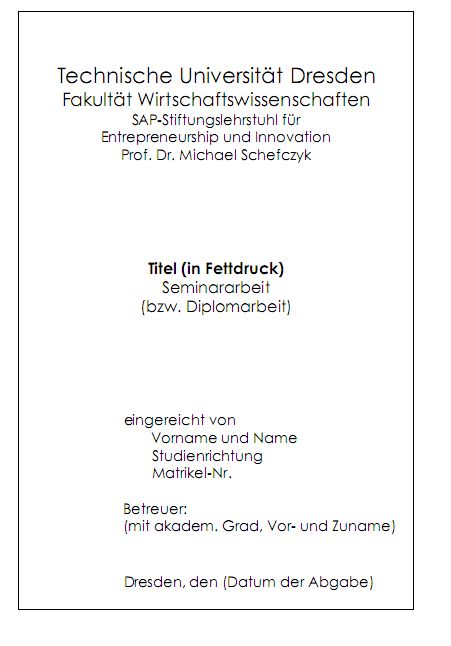 Vorlage für die Titelseite