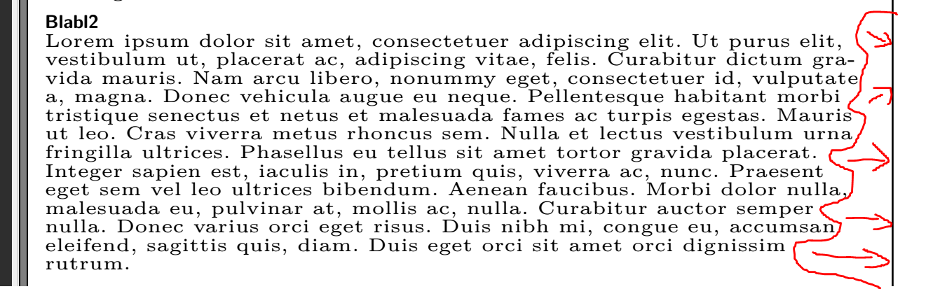 Der rote Bereich soll verkleiner werden, sodass auch dort Text geschrieben werden kann.