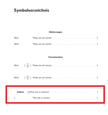 Fehlerhaftes Symbolverzeichnis