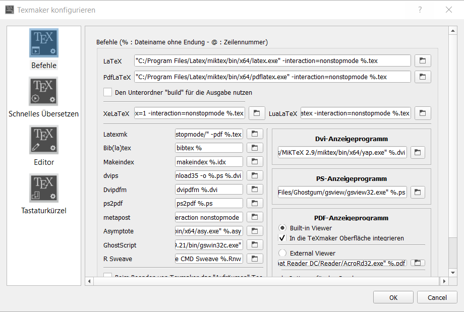 Das sind meine Einstellungen