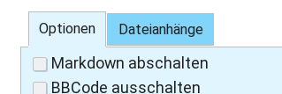 Tabs: Optionen / Dateianhänge